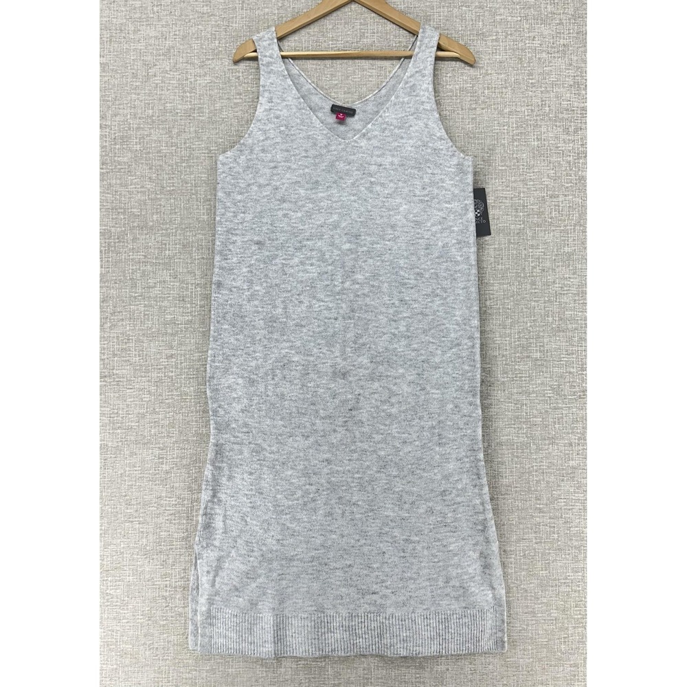 Vince Camuto Sweater Dress Womens Medium Gray Heather Knit Sleeveless New